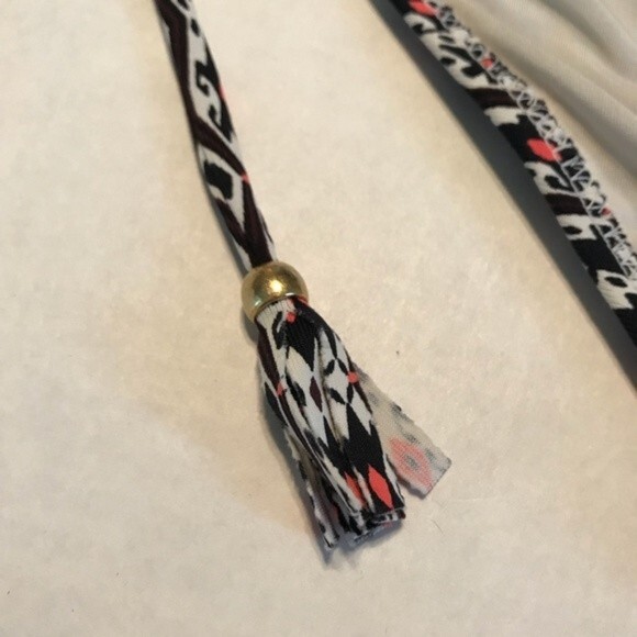 EBERJEY Medium Bikini Bottom Black Peach Tassels Adjustable Tie Swim Beach Pool - Picture 3 of 5